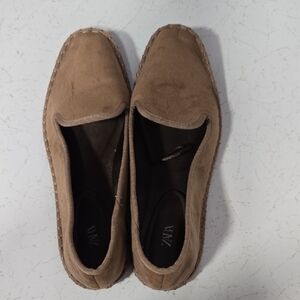 Zara Womens Brown Suede Flats 6.5
